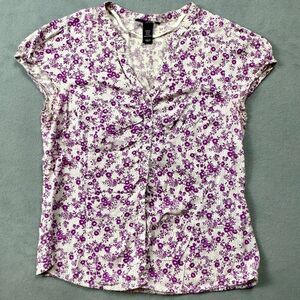 H&M Cap Sleeve Button Up Top 12